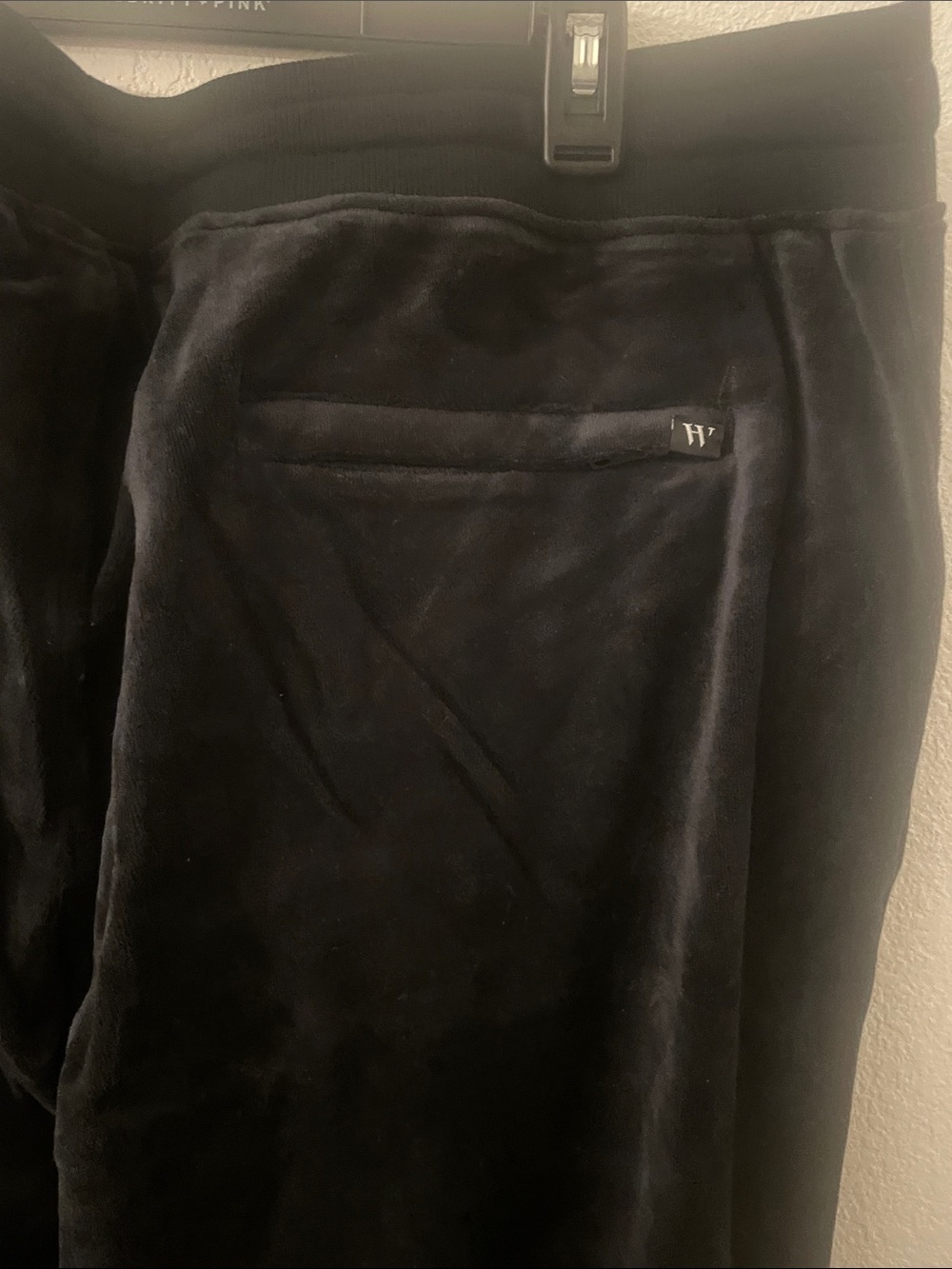 Houston White Men's Black Velour Joggers Pants - Picture 7 of 7